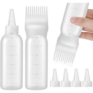Pimoys Hair Oil Applicator Bottles Dye Brush for Women Scalp, Hair Color Products Things with Root Comb, White 2 Pack