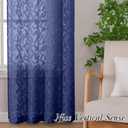 Lecloud Leia Dusty Blue Sheer Curtains 90 Inches Long 2 Panels, Jacquard Textured Curtains for French Door, Rod Pockets Farmhouse Airy Semi Sheer Voile Drapes for Bedroom Living Room, 40 W x 90 L