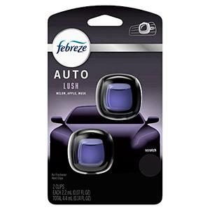 Febreze Car Vent Clip Air Freshener, Odor Eliminator for Up to 30 Days Freshness, 2 Clips (Lush)