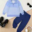 Toddler Boys Sweatsuit 12M-5Y Baby Boy Sweatshirt Outfits Quarter Zip Pullover Matching Joggers (2Y-3Y, Blue)