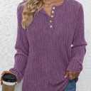 PRETTYGARDEN Women's Long Sleeve Henley Shirts 2026 Spring Casual Ribbed Tunic Tops Lightweight Sweaters Fashion Clothing (L)