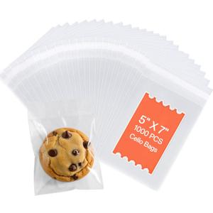 joybest 1000 Pack - 5 x 7 Inch Clear Cellophane Bags, Self Sealing Cello Plastic Poly Bags for Cookie, Treats, Candy, Bakery, Party Favors