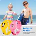 Waterproof AirTag Bracelet for Kids [2 Pack], Cute Cartoon Airtag Holder for Kids with Full Coverage Hidden Design, Silicone Airtag Wristband for Child, Healthy Material Pink + Yellow