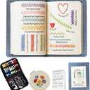 2026 New Embroidery Stitch Book Kit, 138 Patterns with Tools & Tutorials,with an Embroidered Grille and an English Manual, Portable Embroidery Book for Adults & DIY Craft Lovers.(14in*10in)