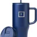 IRON FLASK Co-Pilot Insulated Mug w/Straw & Flip Cap Lids - Cup Holder Bottle for Hot, Cold Drink - Leak-Proof - Water, Coffee Portable Travel Mug - Twilight Blue, 32 Oz