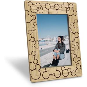Cute Wooden Picture Frame, Light Wood Grain Cartoon Characters Photo Frame, Fits 4x6 Inch Photo, Display on Table Top Desk, Picture Gift for Friend