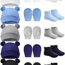 Geyoga Newborn Baby Hat Bear Ears Mittens and Socks Set for 0-6 Month size NB