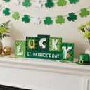 St. Patrick's Day Decorations, Wooden St Patricks Day Table Decorations, St. Patrick's Tabletop Decor Irish Table Centerpiece for Shelf Mantel Home Party Decor (Green)