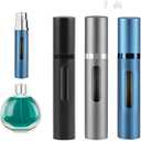 3-Pack 10ml Refillable Travel Perfume Atomizer, Leakproof Bottom-Fill Spray Bottle, Compact Reusable Fragrance Dispenser for Women Men Gift (Black+Blue+Gray)