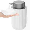 Ceramic Foaming Soap Dispenser, 12 oz Bathroom Foam Hand Soap Dispenser, Refillable Lotion Soap Dispenser with Removable Pump for Kitchen Hand Wash Dispenser, Modern Home Decor (White)