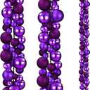 2 Pcs Christmas Ball Garland 6 ft Ball Ornaments Christmas Bulb Garland Xmas Tree Bauble Decorations for Party Supplies Indoor Outdoor Home Office Decoration Accessories(Purple)