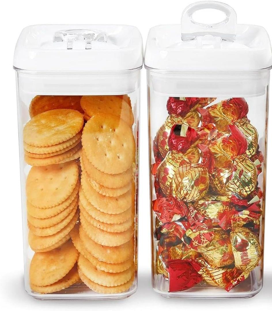 Food FlipTite Airtight Storage Containers 1.2L (2Pack), BPAFree Acrylic, Easy OneHand Flip Lid, Stackable Pantry Jars for Snacks, Coffee, Pet Treats & Small Kitchen Items (Medium)