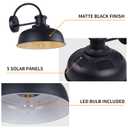 Goosebrite Solar Barn Light for Outside, 12" Dusk to Dawn Solar Lights Outdoor Waterproof, Vintage Matte Black Exterior Farmhouse Wall Sconce for Garage Patio Shed Porch