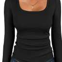 ANRABESS Women Long Sleeve Thermal Top Scoop Neck Slim Fit Fleece Shirts Basic Tee Casual 2025 Fall Winter Warm Undershirts, Medium