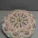 Mandala Round Floor Pillow - 16x16 inch Reversible Cotton Linen Meditation Cushion for Yoga, Balcony & Patio Decor (Floral Bloom)