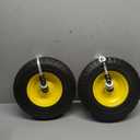 MaxAuto 4.10/3.50-6" Flat Free Tire Replacement for John Deere Mower, Hand Truck/All Purpose Utility Tire on Wheel, 3"-3.5''-4.0''-4.5'' Centered Hub, 3/4" Bearings, Yellow Steel (2 pack)