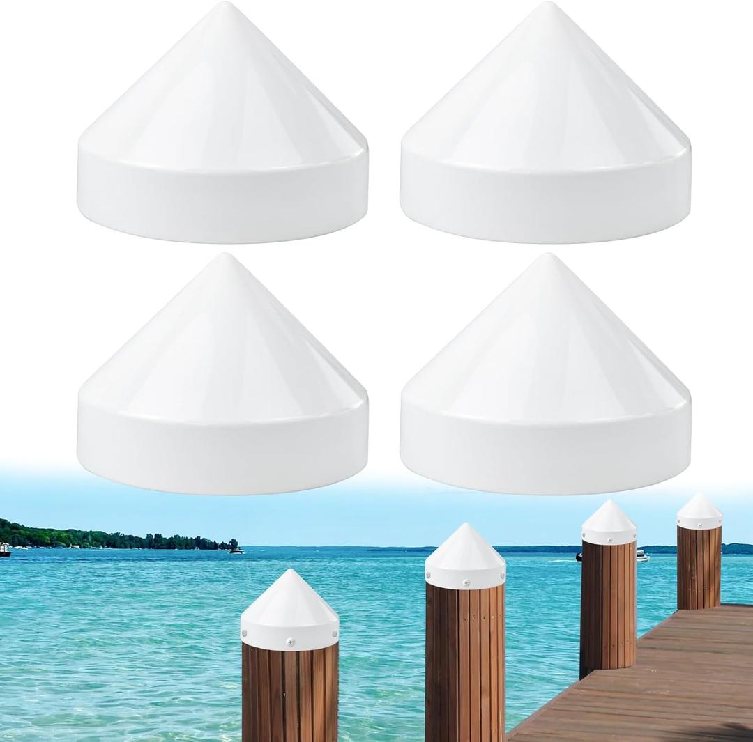 Dock Piling Caps, Flat Top Design Piling Caps and Cone Style Pylon Cap for Marine Docks Post Pole, Marine Dock Flat/Coned Piling Cap Cover for Post Pole Pylon Pipe (8 Inch)