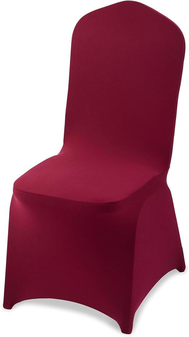 VEVOR Chair Covers, Polyester Spandex Chair Cover, Stretch Slipcovers for Wedding Party Dining Banquet Flat-Front Chair Covers (Burgundy, 50PCS)