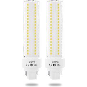 Gx24q/G24q  Base Light Bulbs, 12W Gx24 LED PL Recessed Lights, Daylight 6000K 26W CFL Replacement for Ceiling Light Downlight Wall Sconce, 2-Pack (Remove/Bypass The Ballast)