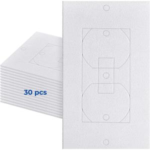 Wall Insulation Outlet Insulators Draft Sealers, 30 Pack Electrical Outlet Insulation Pads, EVA Foam Gasket for Wall, Light, Switch Socket Cover Compatible with Duplex Toggle Rocker (30Pack White)