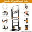 3-in-1 Convertible Hand Truck, Heavy Duty 600LBS Folding Dolly Cart