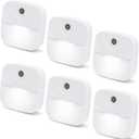 6 Pack Night Light Plug in, White LED Nightlights with Smart Dusk to Dawn Sensor, Plug into Wall Nightlights Suitable for Bedroom, Bathroom, Hallway, Kitchen, Stairs, Kids, Adults
