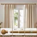 Boho Wood Curtain Rods for Windows 72 to 144 inch 1" Diameter Adjustable Heavy Duty Window Curtain Rod with Decorative Wooden Grain Finials Drapery Rods for Living Room Bedroom Kitchen Cafe Farmhouse