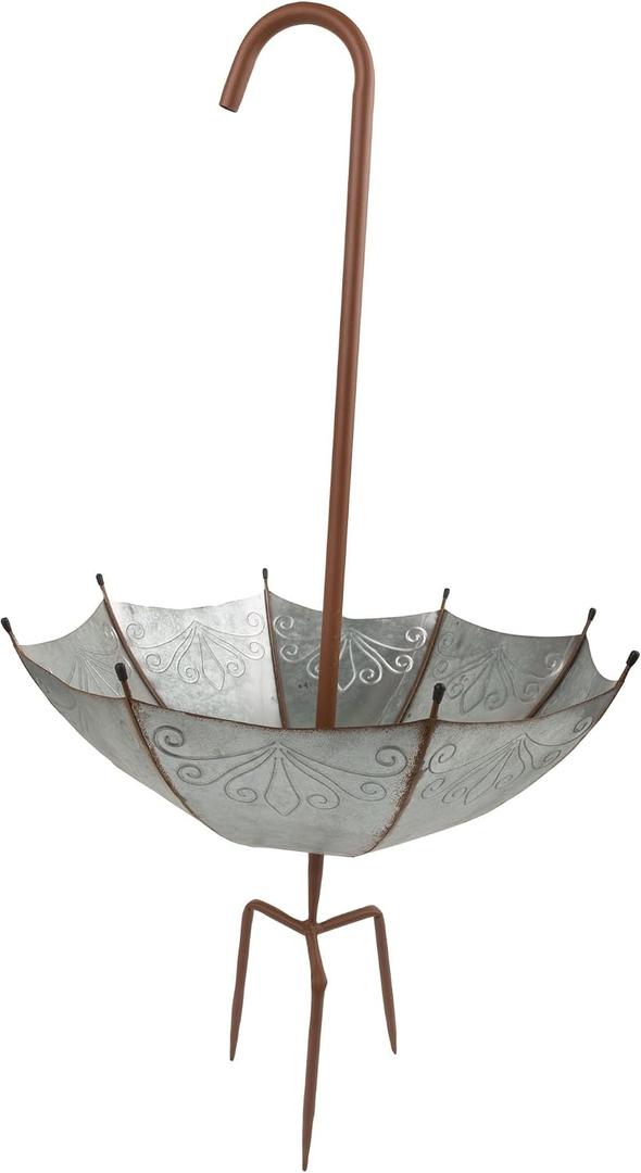 Alpine Corporation 36" Tall Outdoor Rustic Upside Down Umbrella Garden Stake and Planter, 20"l X 20"w X 36"h
