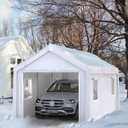 GarveeLife 10x20 ft Heavy-Duty Portable Carport, Upgraded Extra-Large Space with Roll-Up Ventilated Windows, All-Season Waterproof UV-Resistant Canopy, Outdoor Shelter for Trucks and Boats - White