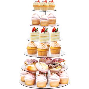 Cupcake Stand, 6 Tier Cupcake Stand for 50 Cupcakes, Round Acrylic Dessert Table Display, Clear Cupcake Tower Display for Party, Wedding, Graduation, Baby Shower