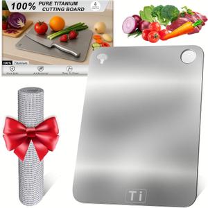 100% Pure Titanium Cutting Board Double-Sided Metal titanium Cutting Boards for Kitchen, Food-Grade Certified, Dishwasher Safe  Small Titanium Cutting Board 11.4"x7.9"  Gift-Ready