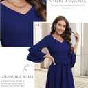 DRESSTELLS Women's Cocktail Dress Summer Wedding Guest Party Vintage 3/4 Bell Sleeve V Neck A-Line Dress (Blue, S)