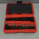 MIXPOWER 25 Piece Torx Bit and Socket Set, 13 Star Bits (T8- T60) & 12 E-Torx Sockets (E4-E22), Professional Grade Auto & Motorcycle Mechanic Set