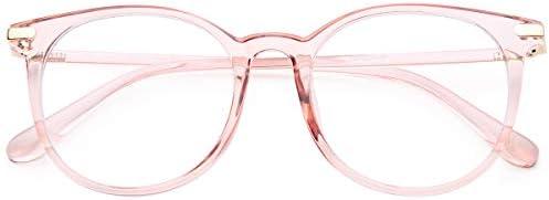 Gaoye Blue Light Blocking Glasses, Retro Round Eyewear Frame Anti Eyestrain Computer Glasses for Women Men - GY1688 (Pink Frame/Transparent Lens)
