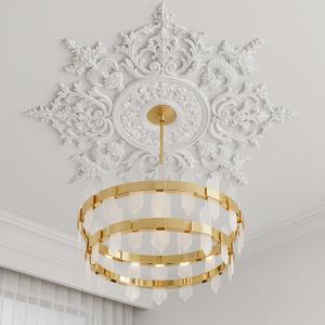 Nuanchu 32.7'' Large PU Ceiling Medallion Combination Decorative 2.36'' ID French Style Chandelier Base Ceiling Medallion for Light Fixtures Victorian Rosette Light Covers for Chandeliers(Stylish)