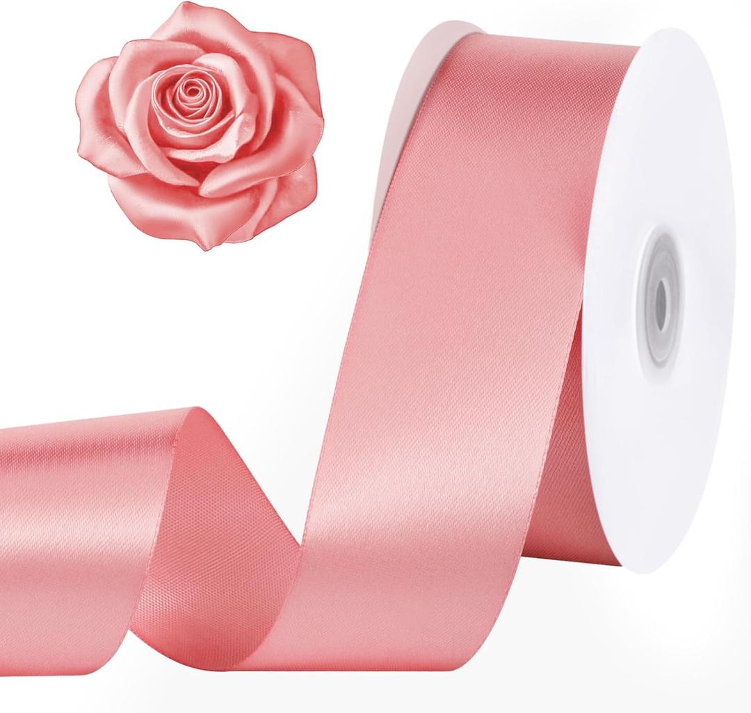 120 Yards Pink Ribbon 1-1/2 inch Valentine Ribbon Pink Decor Satin Ribbon for Lei Crafts Flower Bouquet Bows Making Gift Wrapping Wedding Party Birthday Valentine's Day Decorations