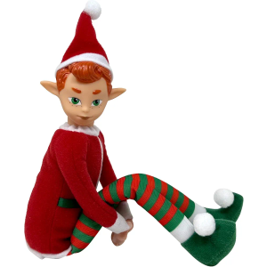 The Original Elf 12" Plush Christmas Elf Doll – Poseable Shelf Sitter with Flexible Dangling Legs – Perfect for Christmas Decorations, Toy Elf for Kids, Mini Elves, and Tree Topper (Boy)