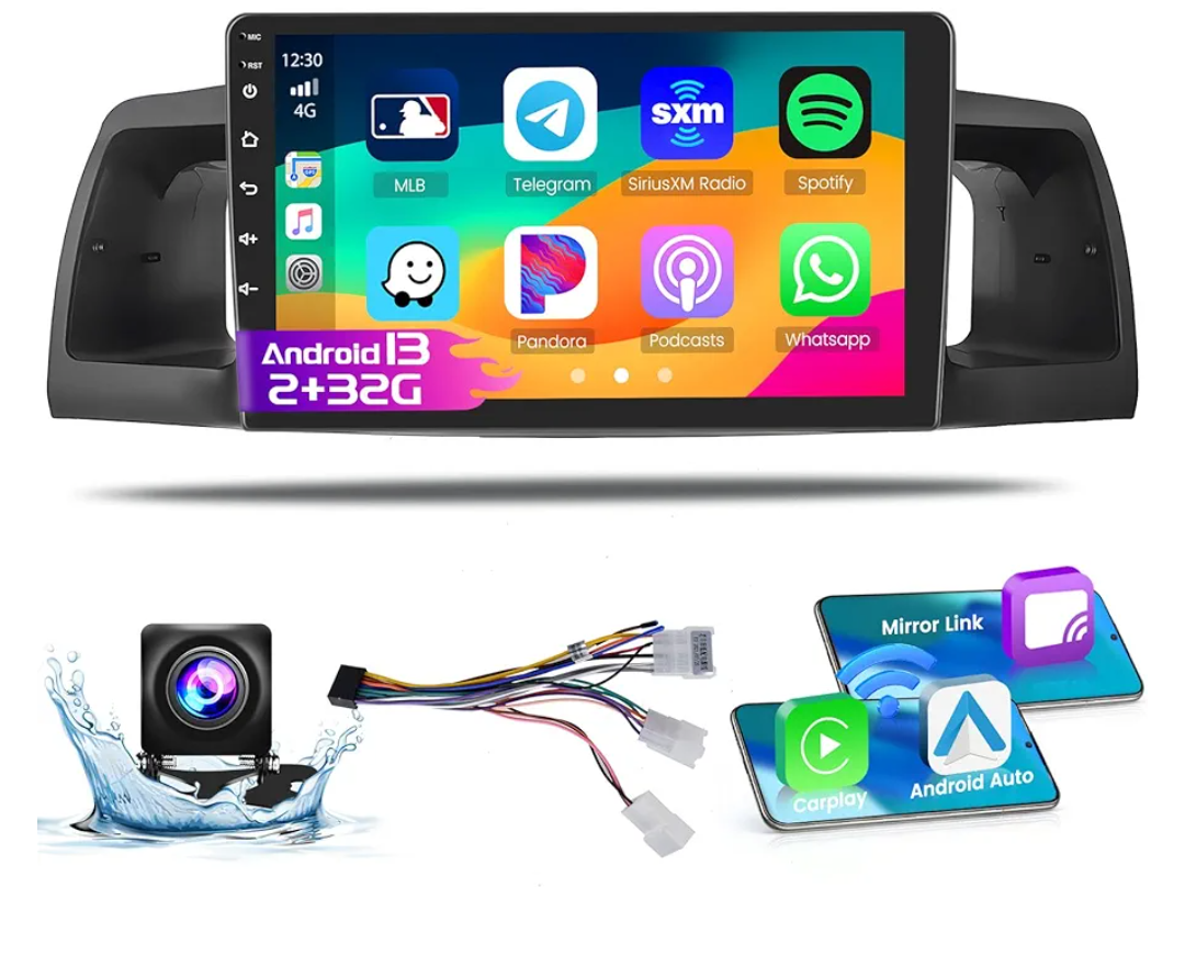 Roinvou 2+32G Android CarPlay Stereo for 2005-2012 Toyota Corolla EX, 9'' Touch Screen in-Dash GPS Navigation with Built-in Wireless CarPlay Android Auto Support Mirror Link BT RDS AHD DSP