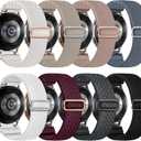 8 Pack Stretchy Bands Compatible with Samsung Galaxy Watch 7 6 5 4 40mm 44mm/Galaxy 5 Pro 45mm/6 4 Classic 46mm 42mm 43mm 47mm/Active 2, 20mm Nylon Elastic Watch Strap Sport Wristbands for Women Men