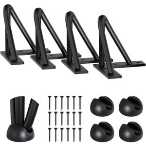 SPACEEUP 4" Hairpin Table Legs, 4PCS Coffee Desk Legs with Rubber Floor Protectors, 880lbs Load Capacity, Heavy Duty Black Metal Furniture Legs 3 Rods for DIY Bench Desk Dining End Table Chairs