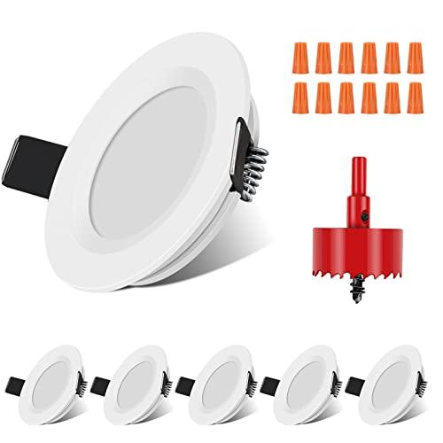RVZONE RV Boat Recessed Ceiling Light 6 Pack 12V LED Puck Light with Hole Puncher DC 12V 3W Full Aluminum Downlights for Under Cabinet Camper Vans RV Interior Lighting,2700-3200K