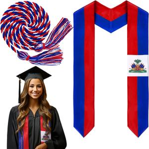 JaGely Country Flag Graduation Stole Sash Honor Cords Class of 2026 First Generation Grad Stole for International Students