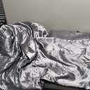 Bedsure Satin Sheets Queen Size - 4 Piece Silky Bedsheets with 15 Inches Deep Pocket Fitted Bedsheet,1 Flat Sheet, 2 Satin Pillowcases, Good for Hair & Skin (Queen, Dark Grey)