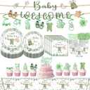 139 PCS Greenery Gender Reveal Baby Shower Plates and Napkins Supplies, Boho Greency Party Decorations Tableware Set Dessert Plates Napkins Forks for 20 Guests (Green)