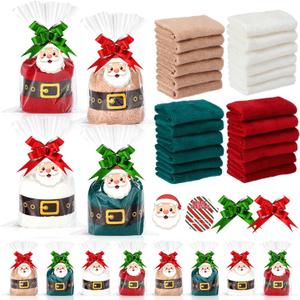 24 Set Christmas Dish Washcloths for Kitchen Holiday Bath Towels Gifts 12 x 12 Inch Coral Velvet Dishcloths Red Green Absorbent Soft Terry Dish Towel for Bathroom Kitchen Decor Face Washing