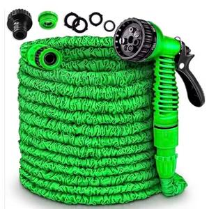 Outdoor Garden Water Hose  [JAZZZON] Lightweight, flexible, and durable Magic Garden Water Hose  Expandable 3X Flexible Polyester with 7 Nozzle Function, Color Green