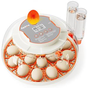 18 Egg Incubator, Automatic and Adjustable Egg Turning, Egg Candler, Temperature and Humidity Control, Hatch Day, 2 Size Egg Tray, Automatic Water Refill, Hatching Chicken Quail Duck Turkey Goose Bird