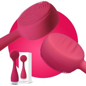 PMD Clean Mini - Smart Facial Cleansing Device with Silicone Brush & Anti-Aging Massager - Waterproof - SonicGlow Vibration Technology - Clear Pores and Blackheads - Lift, Firm, and Tone Skin (Pink)