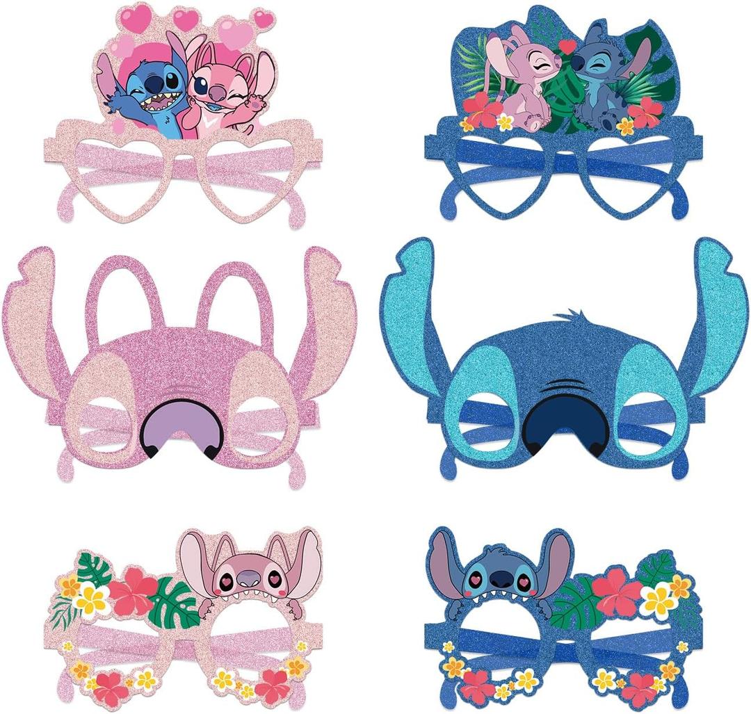 12Pcs Stitch Party Set, Party Decorative Glasses, Cosplay Decorative Glasses, Suitable for Witch Stitch Group Birthday Parties, Children's Birthday Party Gifts