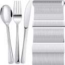 150 Pieces Disposable Cutlery Set Plastic Silverware Heavy Duty Utensil Sets 50 Forks 50 Knives 50 Spoons for Home Office School Party Picnics Restaurant Outdoor Events(Sliver)